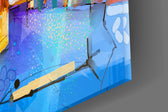 Abstract Colors artwork anchoring a contemporary wall in bright palette