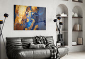 Abstract Colors glass wall art styled in a creative studio
