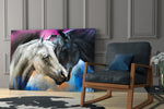 Horse glass print enhancing a hallway with painterly poetry