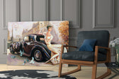 Car glass print enhancing a hallway with statement focal point