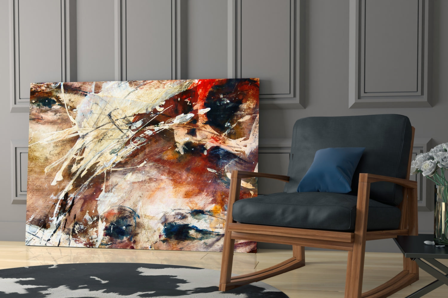 Abstract Colors Glass Wall Art.