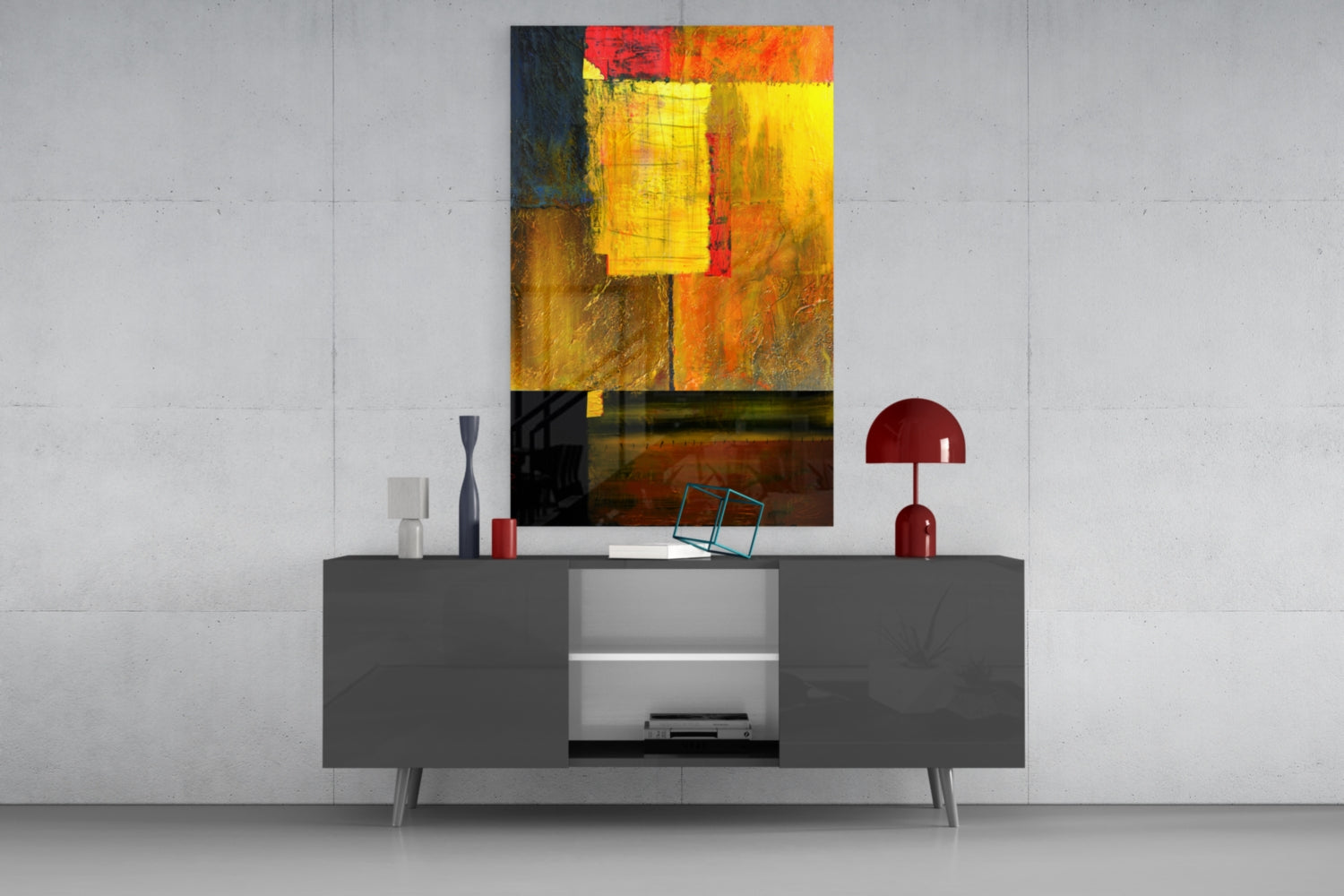 Abstract Colors Glass Wall Art.