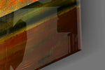 Abstract Colors artwork anchoring a statement wall with bold palette