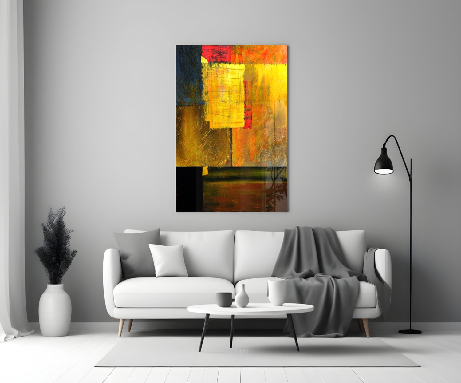 Abstract Colors Glass Wall Art.