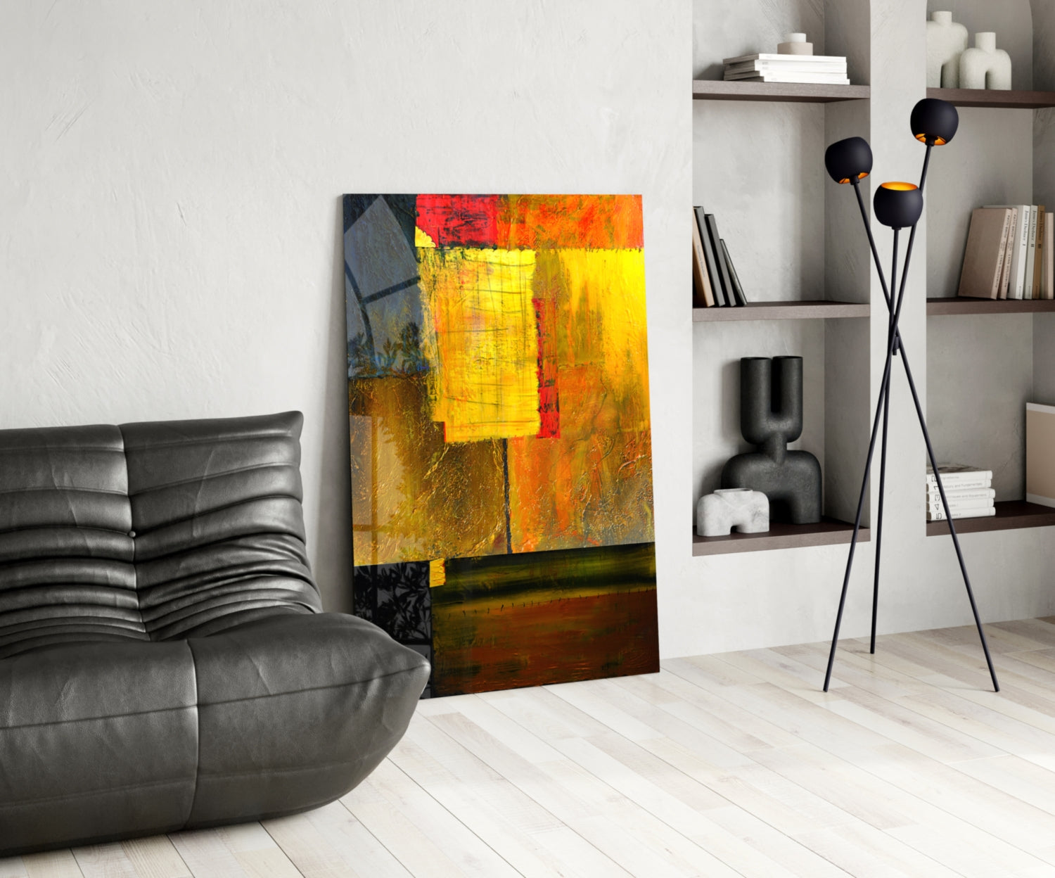 Abstract Colors Glass Wall Art.