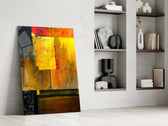 Abstract Colors glass print enhancing a gallery-inspired hallway
