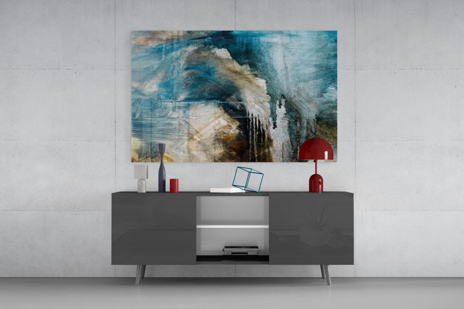 Abstract Colors Glass Wall Art.