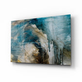 Abstract Colors glass wall art displayed above a console in a designer interior