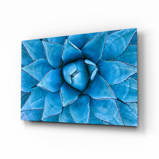 Micro Flower glass wall art displayed above a console in a designer interior