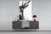 Deer panel catching soft light to reveal its ink wash