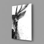Watercolor stag panel bringing woodland calm to a contemporary living space