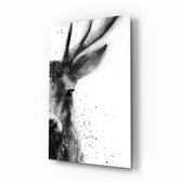 Deer glass wall art displayed above a console in a designer interior