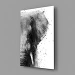 Watercolor elephant panel bringing safari calm to a contemporary living space