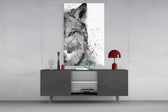 Wolf panel catching soft light to reveal its ink wash