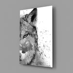 Watercolor wolf panel bringing wild calm to a contemporary living space