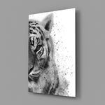 Watercolor tiger panel bringing quiet power to a contemporary living space