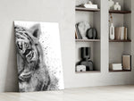 Tiger glass print enhancing a hallway with steady presence