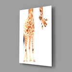 Watercolor giraffe panel bringing playful safari mood to a contemporary living space