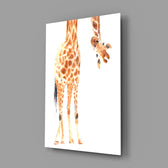 Watercolor giraffe panel bringing playful safari mood to a contemporary living space