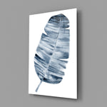 Indigo banana leaf panel bringing cool botanical calm to a contemporary living space
