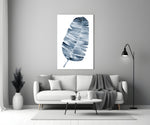 Close-up detail of the indigo watercolor washes along the leaf