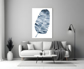 Close-up detail of the indigo watercolor washes along the leaf