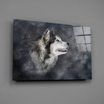Watercolor husky panel bringing reflective calm to a contemporary living space