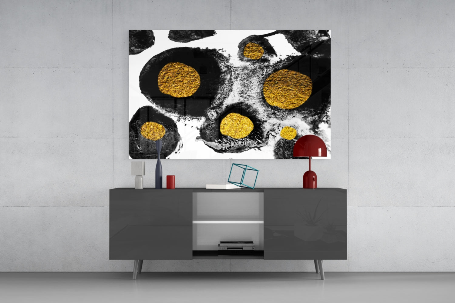 Abstract Colors Glass Wall Art.