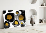Abstract Colors Glass Wall Art displayed in modern living room interior