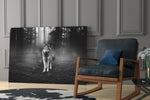 Wolf glass print enhancing a hallway with sentinel pulse