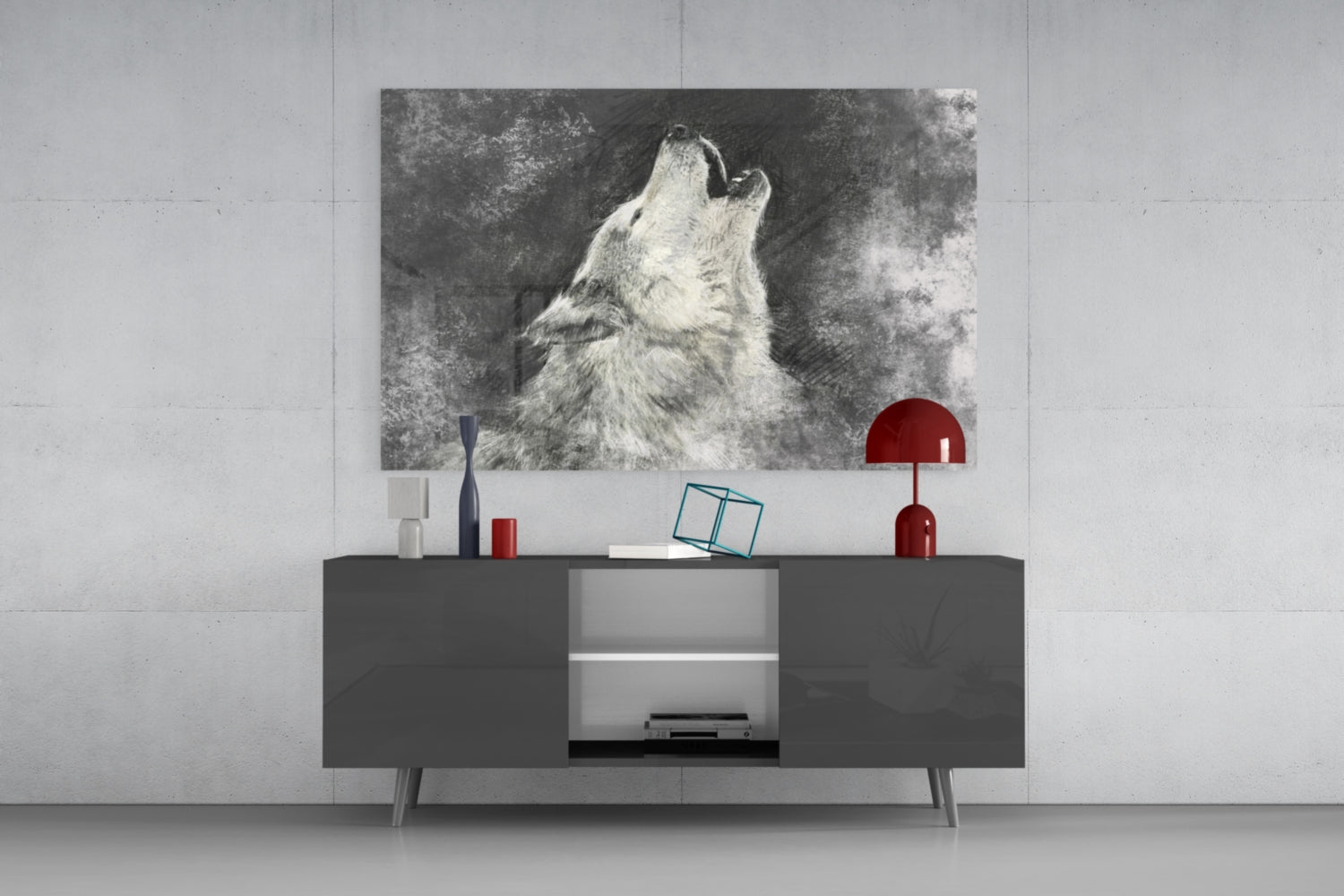 Wolf Glass Wall Art.