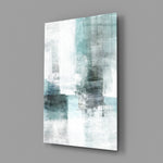 Blue-gray color field panel bringing painterly calm to a contemporary living space