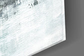 Abstract artwork anchoring a hallway with serene palette