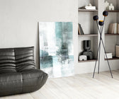 Abstract panel adding spa restraint to a bathroom