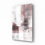 Abstract glass wall art displayed above a console in a designer interior