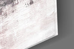 Abstract artwork anchoring a hallway with warm palette
