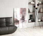Abstract panel adding soft grace to a dressing area
