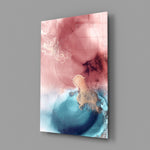 Pink-and-teal ink panel bringing luxe color to a contemporary living space