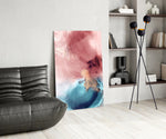 Abstract panel adding rose-gold mood to a dressing area