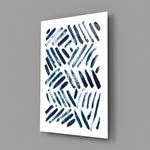 Navy brush stroke panel bringing minimalist calm to a contemporary living space