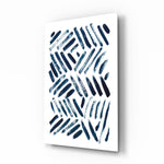Lines glass wall art displayed above a console in a designer interior