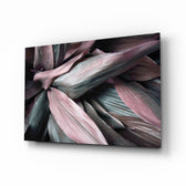 Leaves glass wall art displayed above a console in a designer interior
