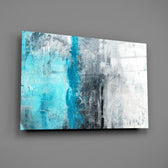 Turquoise color-block panel bringing serene calm to a contemporary living space