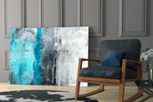 Abstract glass print enhancing a hallway with statement texture