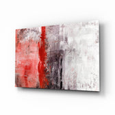 Abstract glass wall art displayed above a console in a designer interior