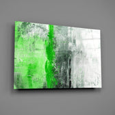 Green color-block panel bringing biophilic energy to a contemporary living space