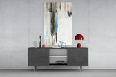 Abstract panel catching soft light to reveal its dry-brush texture