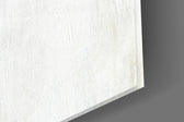 Abstract artwork anchoring a hallway with structural palette