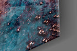 Abstract artwork anchoring a hallway with mineral palette