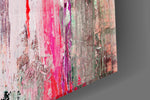Abstract artwork anchoring a contemporary wall in soft palette